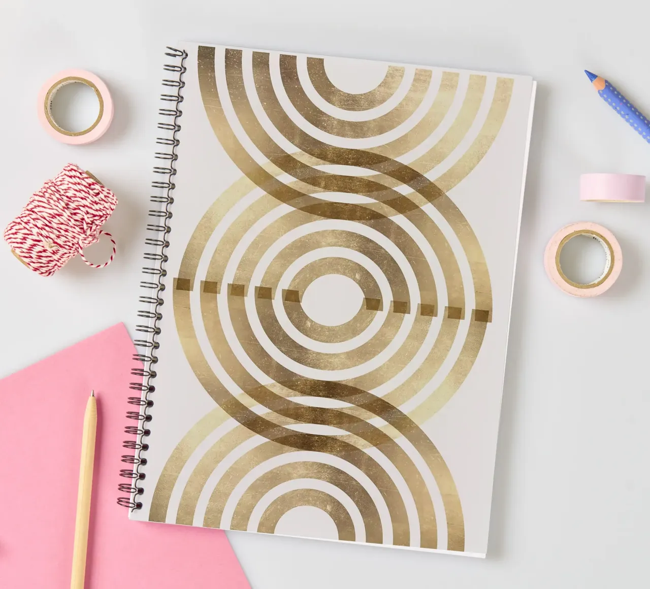 gold arches concentric circles patterns spiral notebook by Patrick M Gerber