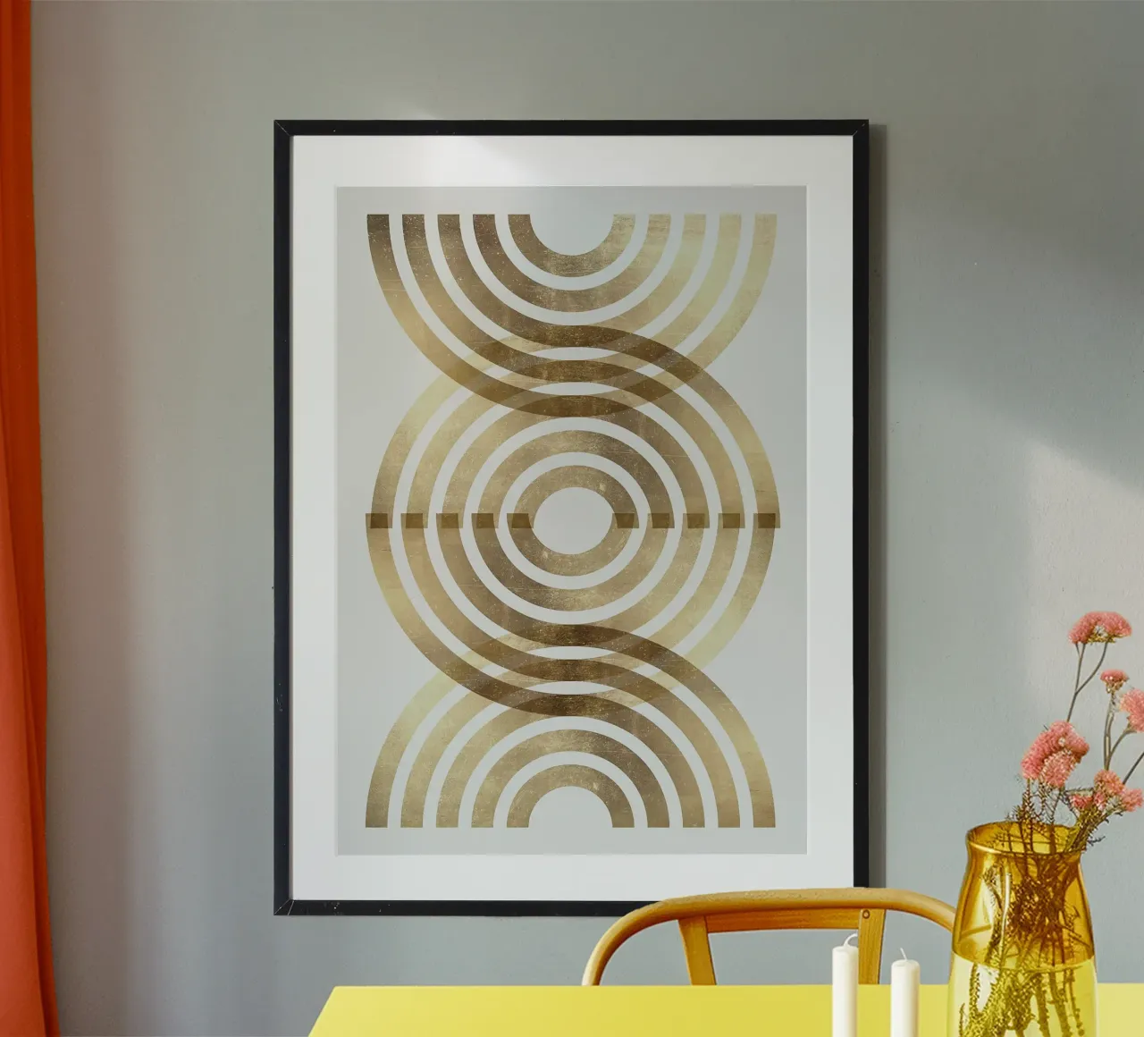 archi d'oro motivi a cerchi concentrici poster con telaio in plastica da Patrick M Gerber