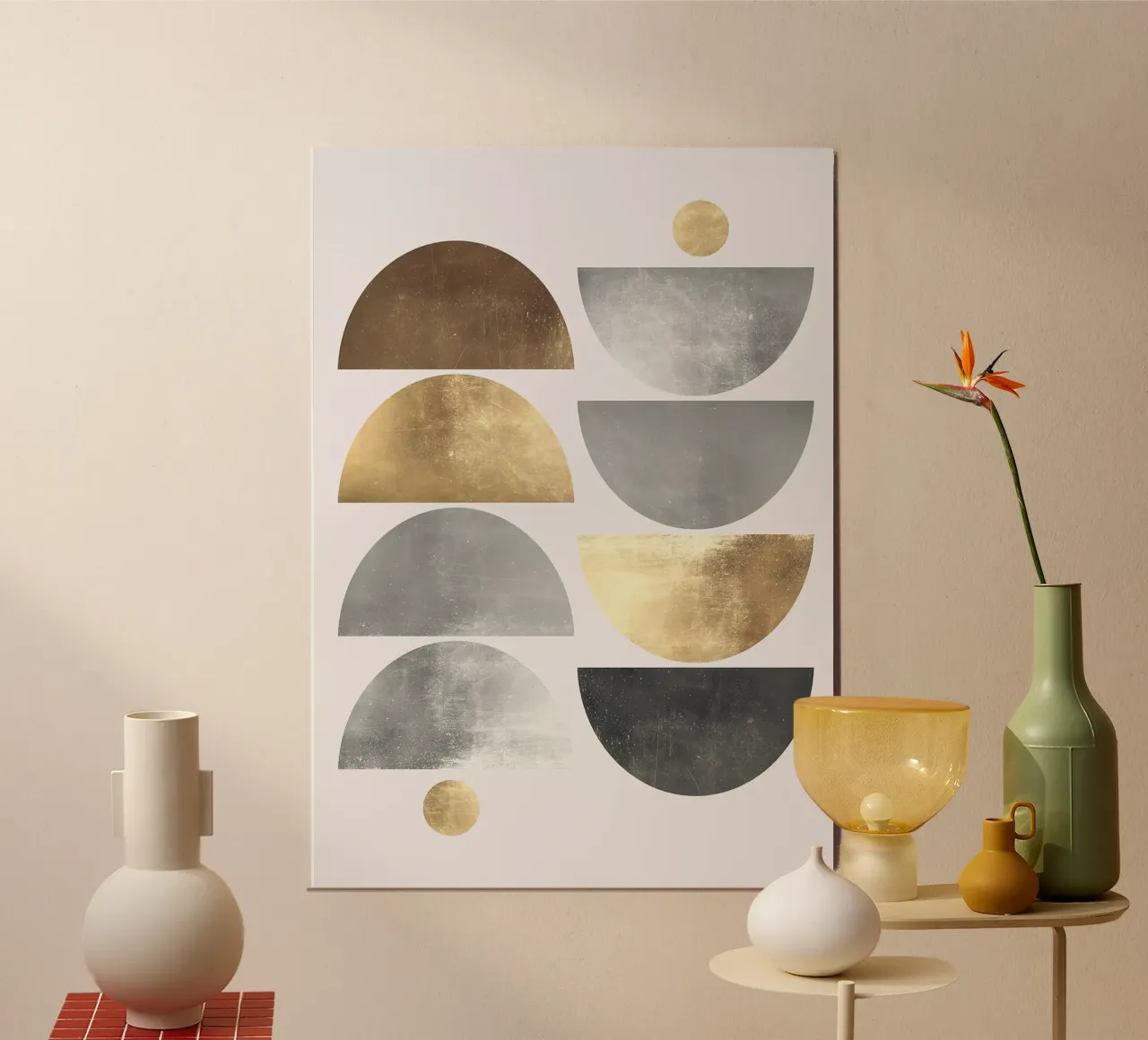 semicerchi geometria forme geometriche semicerchi poster con telaio in alluminio da Patrick M Gerber