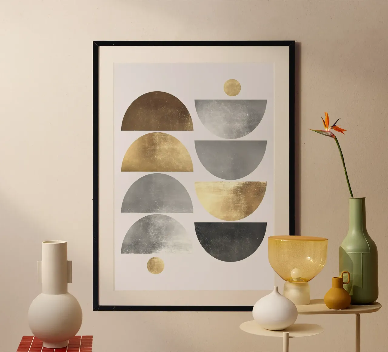semicerchi geometria forme geometriche semicerchi poster con telaio in alluminio da Patrick M Gerber