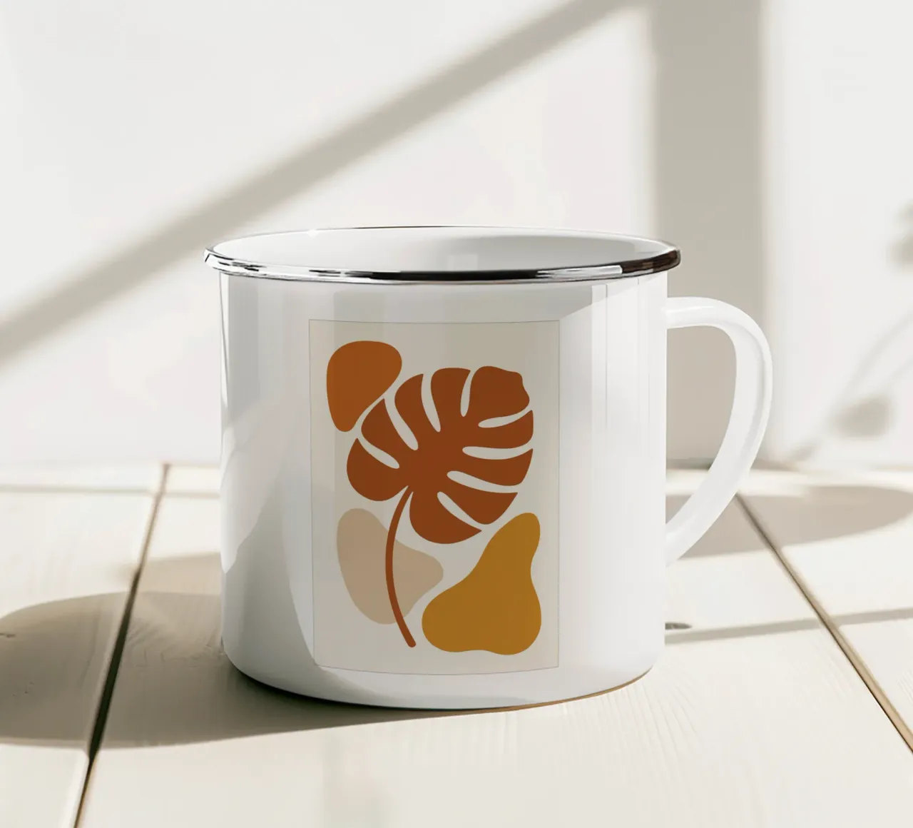 Terracotta Monstera tazza in smalto da LisaArtes