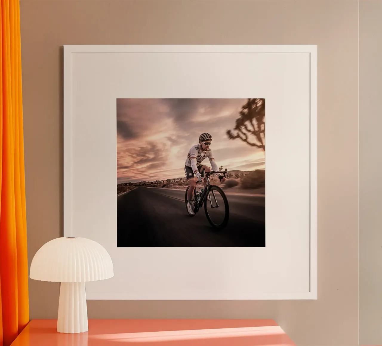 peter sagan, ciclista professionista su strada poster con telaio in plastica da addelia shope
