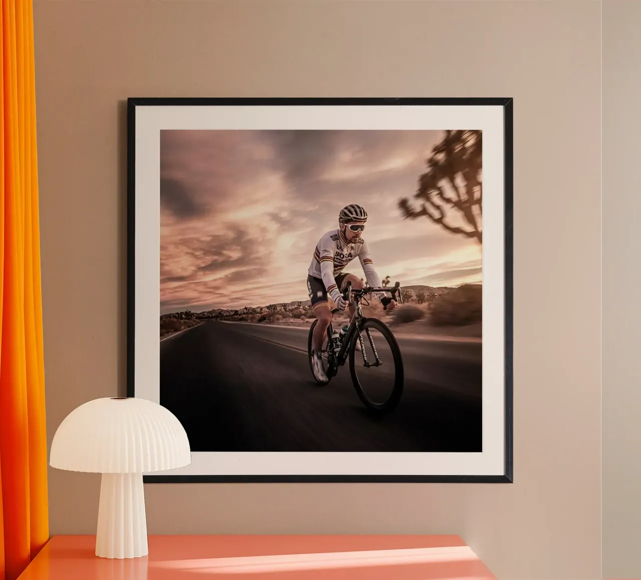 peter sagan, ciclista professionista su strada poster con telaio in plastica da addelia shope