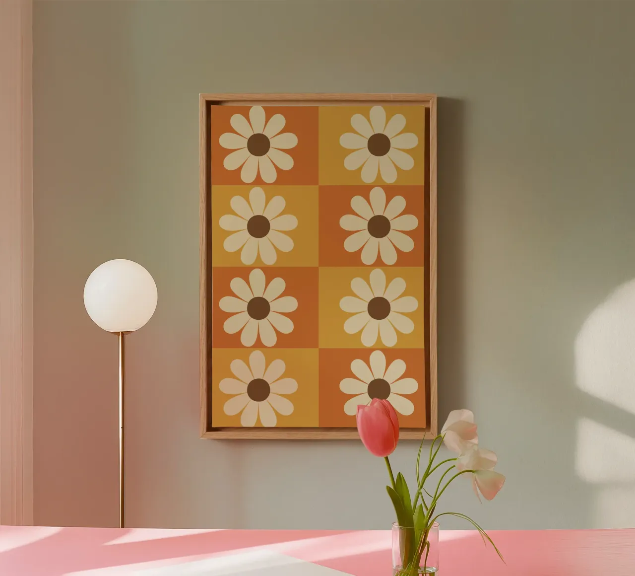 Retro Daisy Tile tela con Cornice a cassetta da LisaArtes