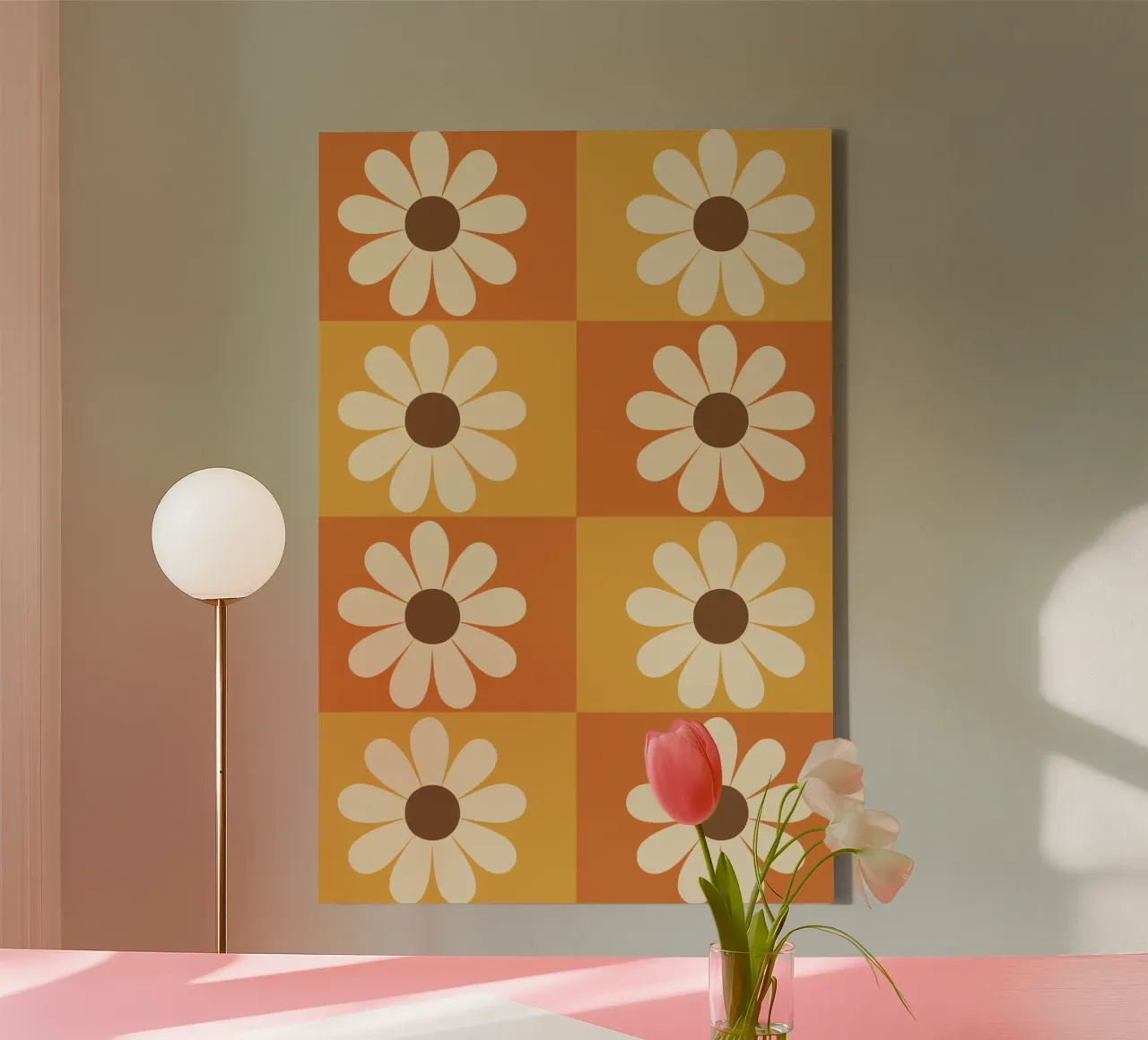 Retro Daisy Tile tela con Cornice a cassetta da LisaArtes