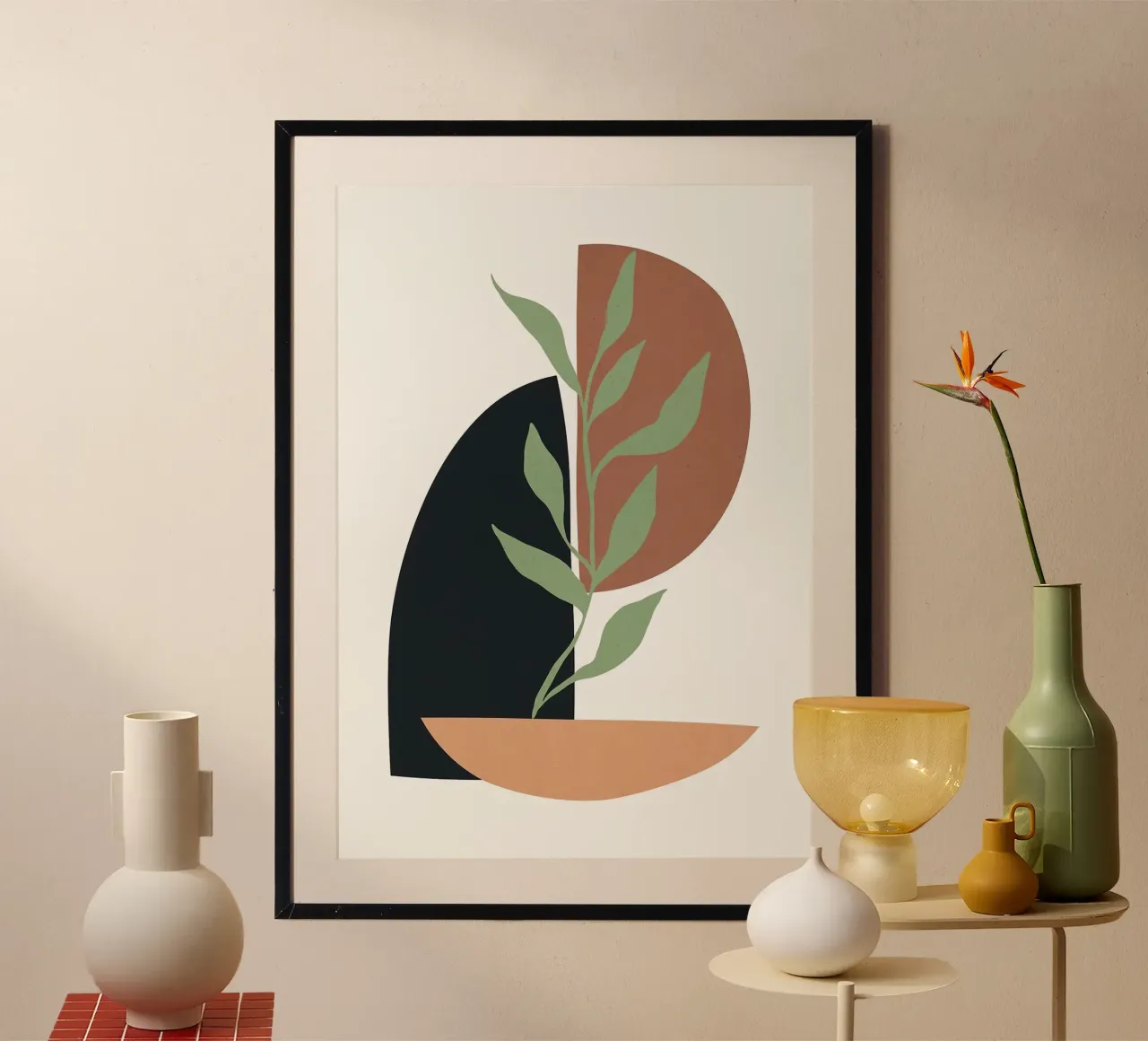 pianta foglie ciotola forme geometriche cerchi poster da Patrick M Gerber
