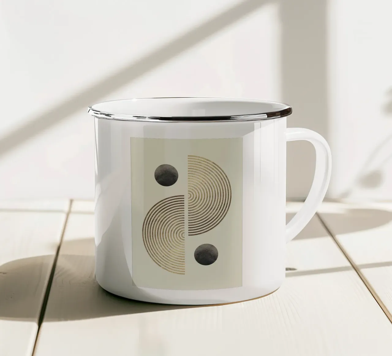 cerchi spirali simmetria forme geometriche tazza in smalto da Patrick M Gerber