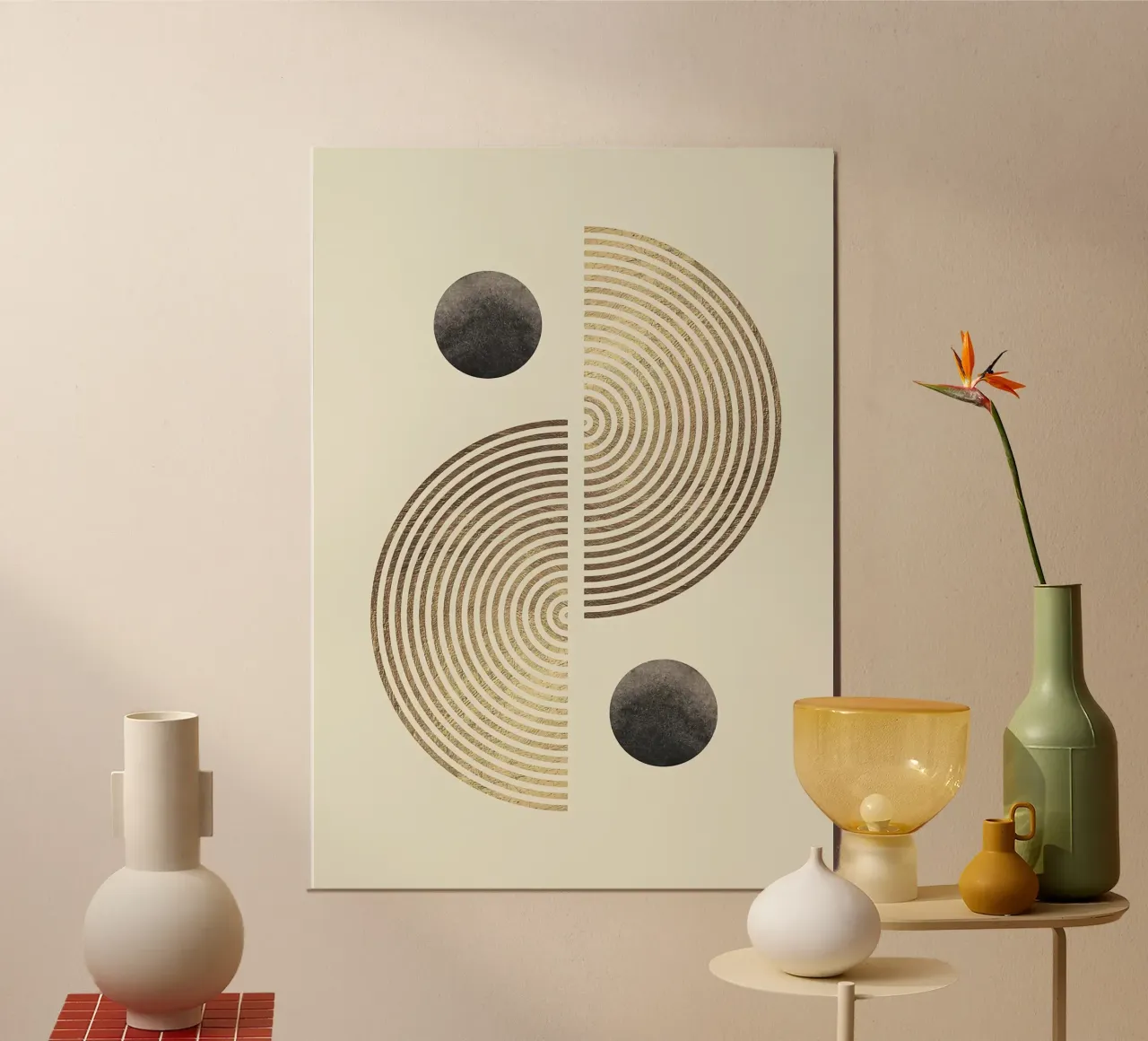 cerchi spirali simmetria forme geometriche poster con telaio in alluminio da Patrick M Gerber