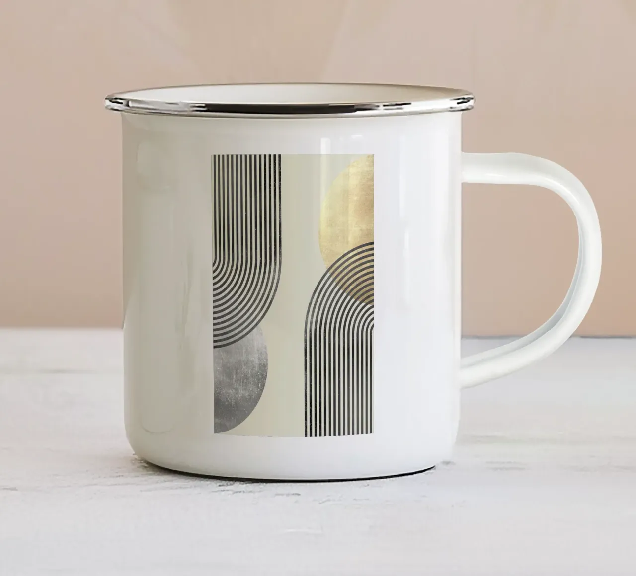 linee curve motivi a righe forme geometriche tazza in smalto da Patrick M Gerber