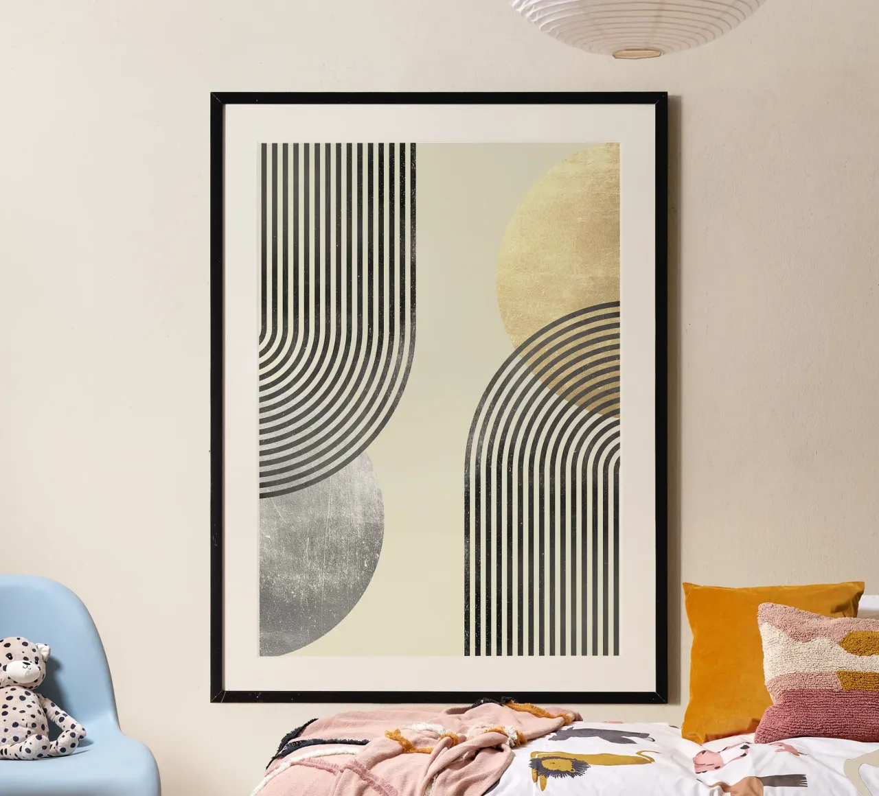 linee curve motivi a righe forme geometriche poster con telaio in alluminio da Patrick M Gerber