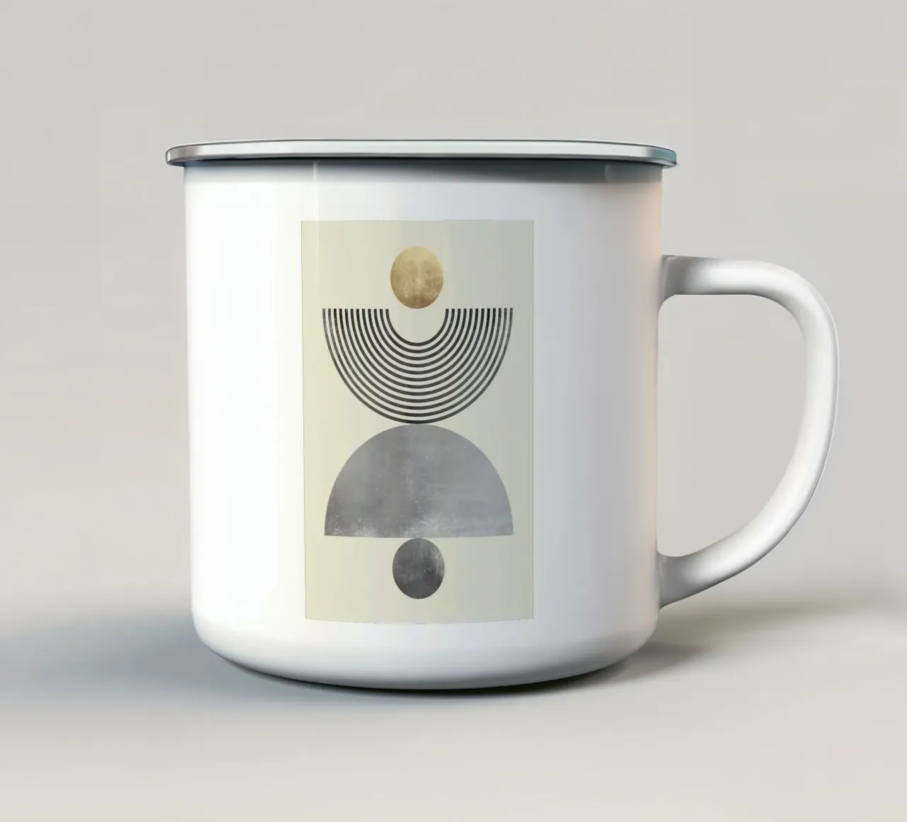 cerchio semicerchio concentrico oro tazza in smalto da Patrick M Gerber