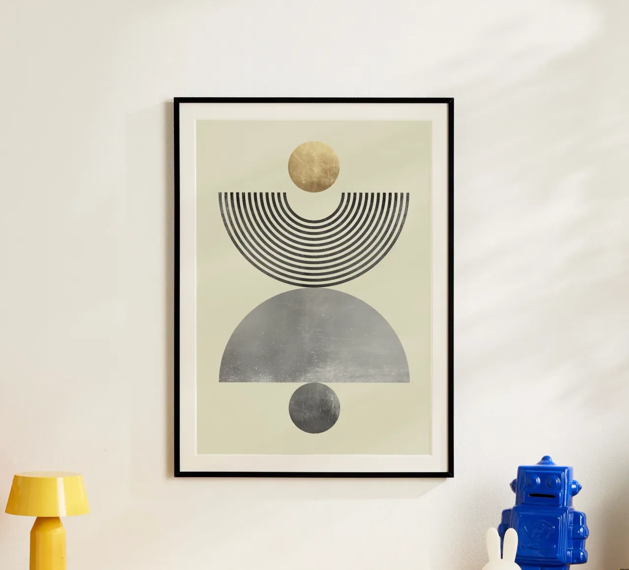 círculo semicírculo concéntrico oro poster con marco de aluminio de Patrick M Gerber