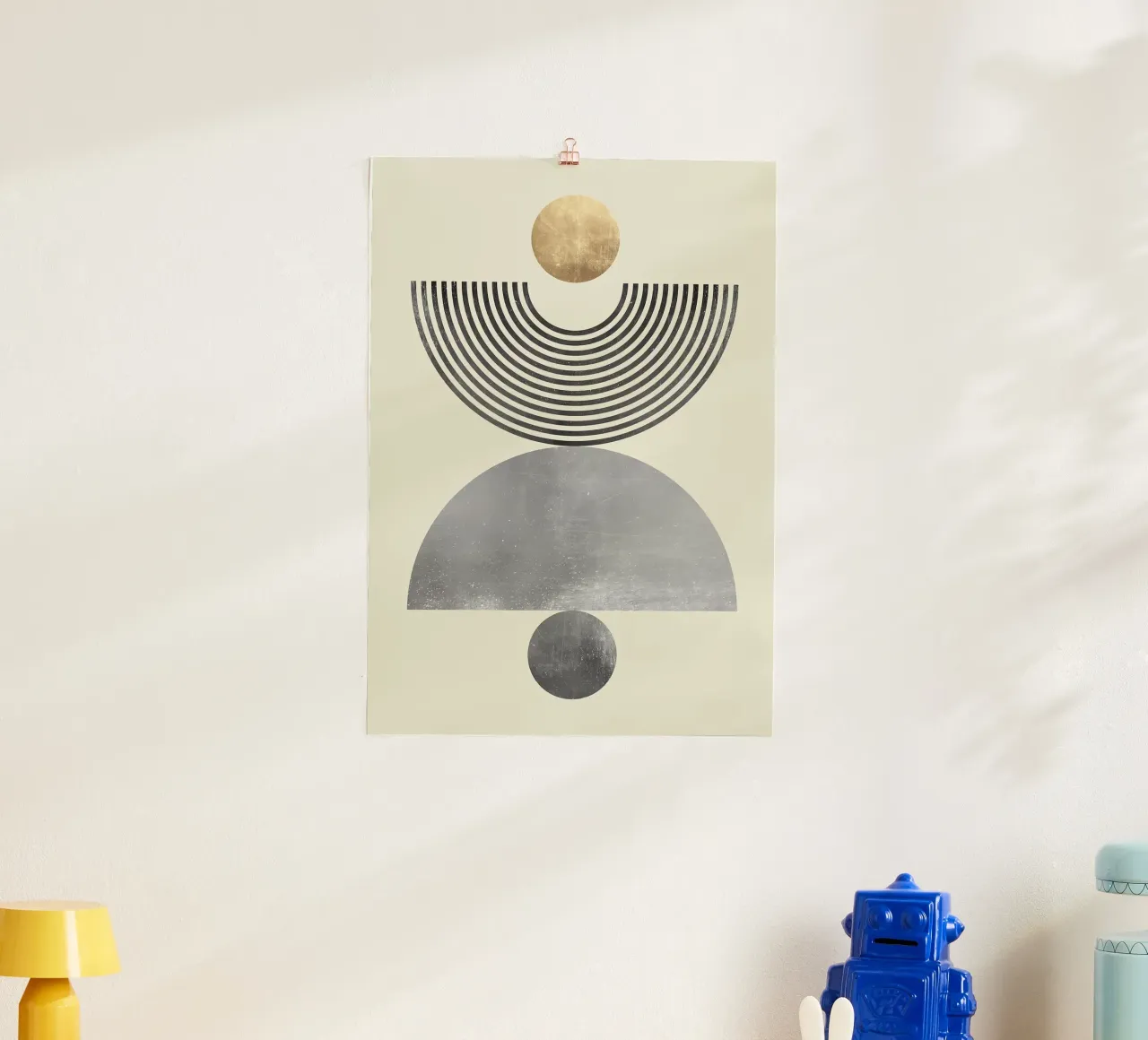 círculo semicírculo concéntrico oro poster con marco de aluminio de Patrick M Gerber