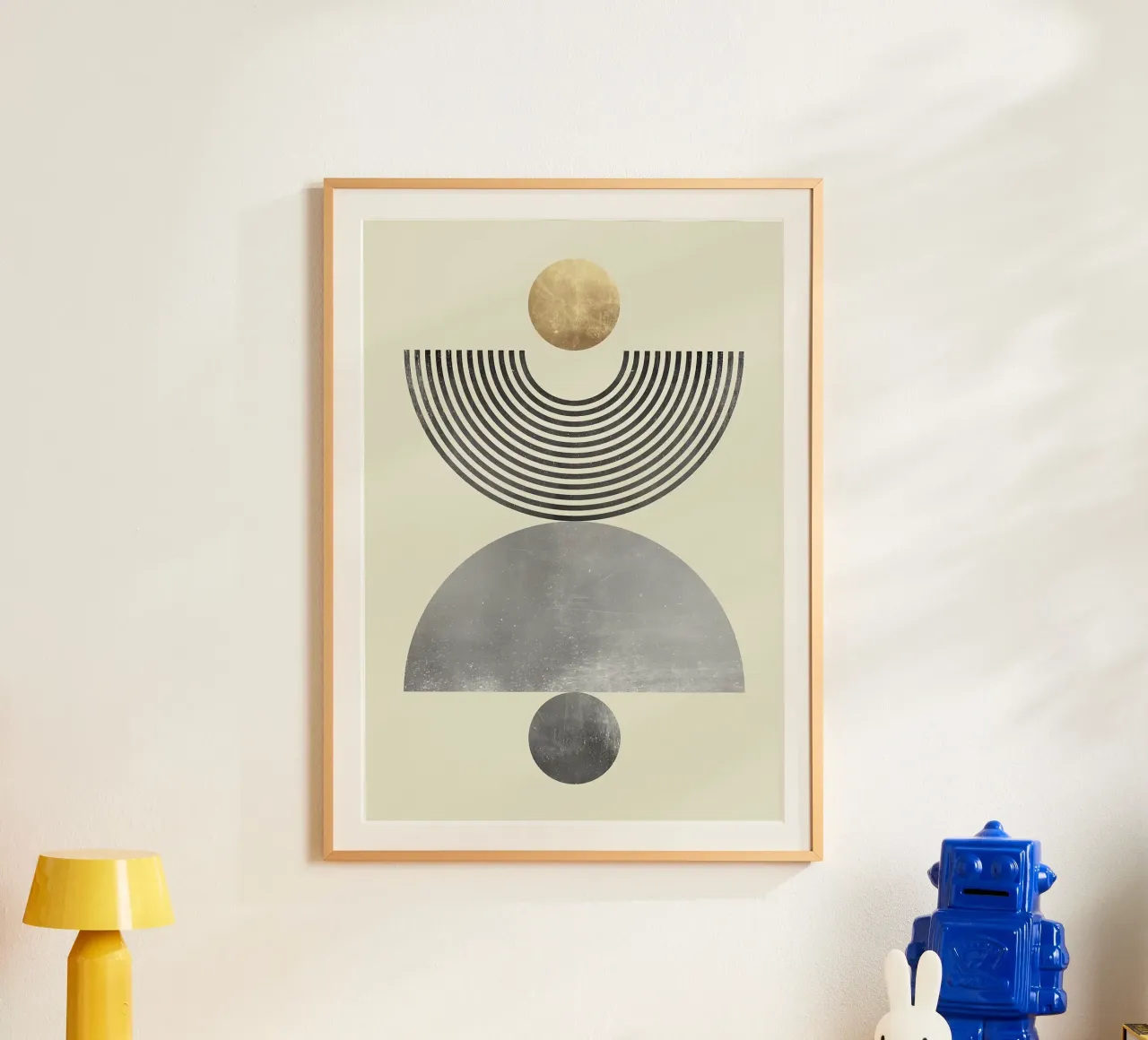 círculo semicírculo concéntrico oro poster con marco de aluminio de Patrick M Gerber
