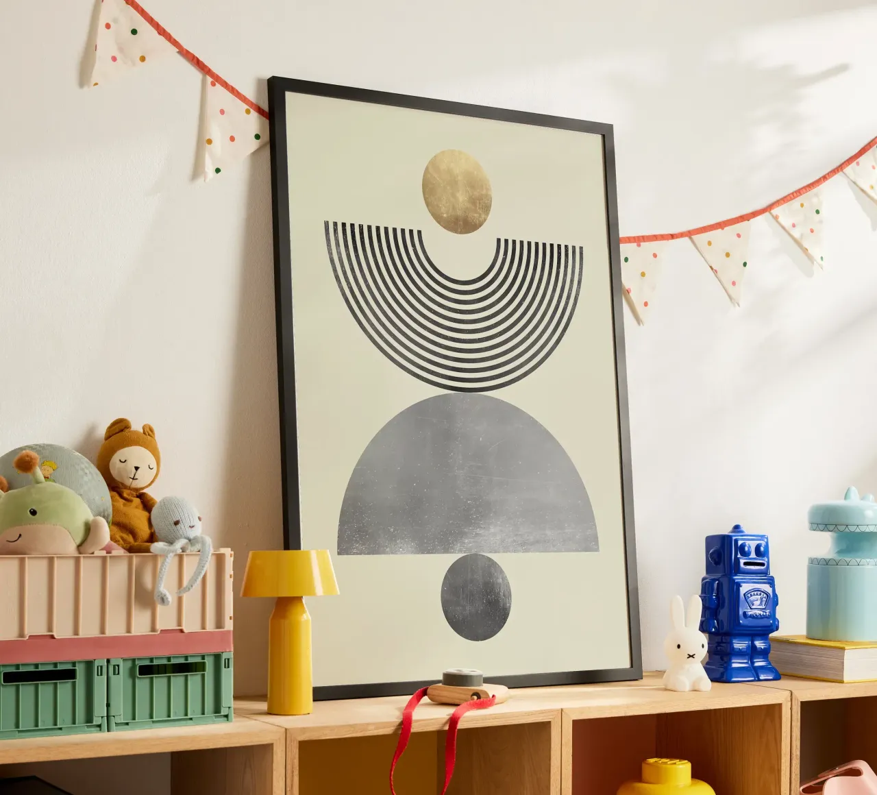 círculo semicírculo concéntrico oro poster con marco de aluminio de Patrick M Gerber