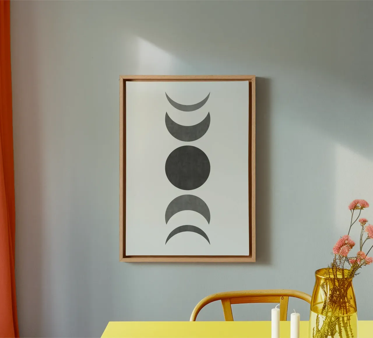 luna crescente forme cerchio tela con Cornice a cassetta da Patrick M Gerber