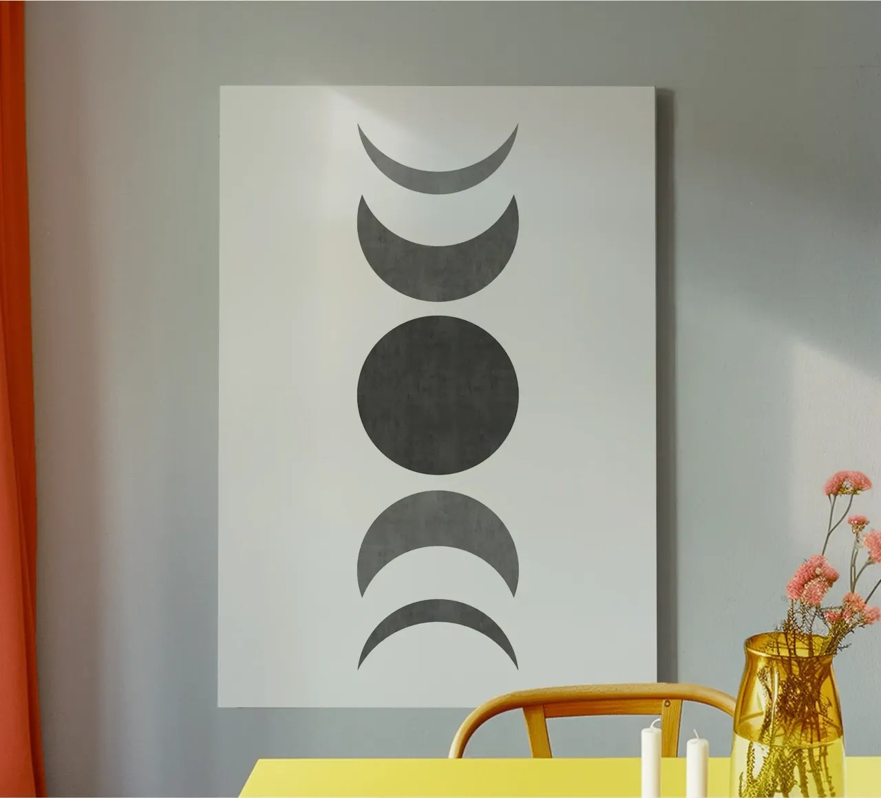 luna crescente forme cerchio tela con Cornice a cassetta da Patrick M Gerber
