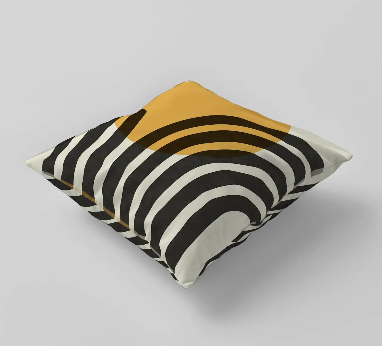sole curve archi cerchio arancione linee nere cuscino da Patrick M Gerber