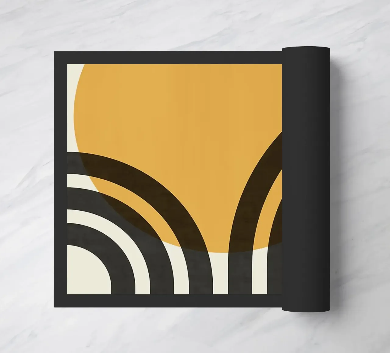 sole curve archi cerchio arancione linee nere zerbino da Patrick M Gerber