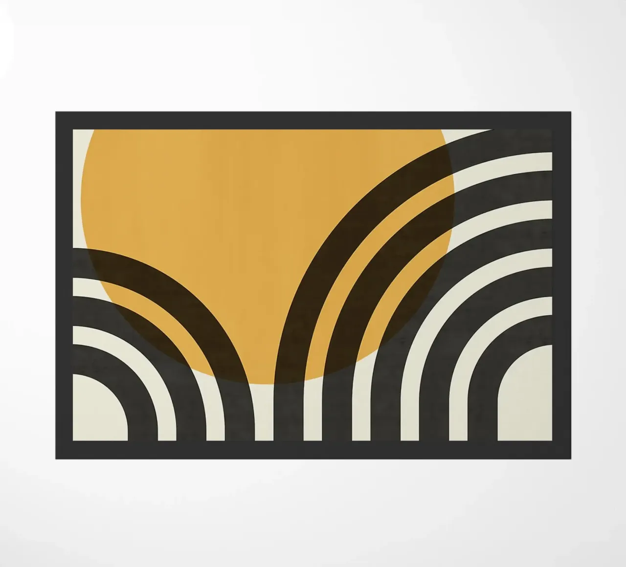 sole curve archi cerchio arancione linee nere zerbino da Patrick M Gerber