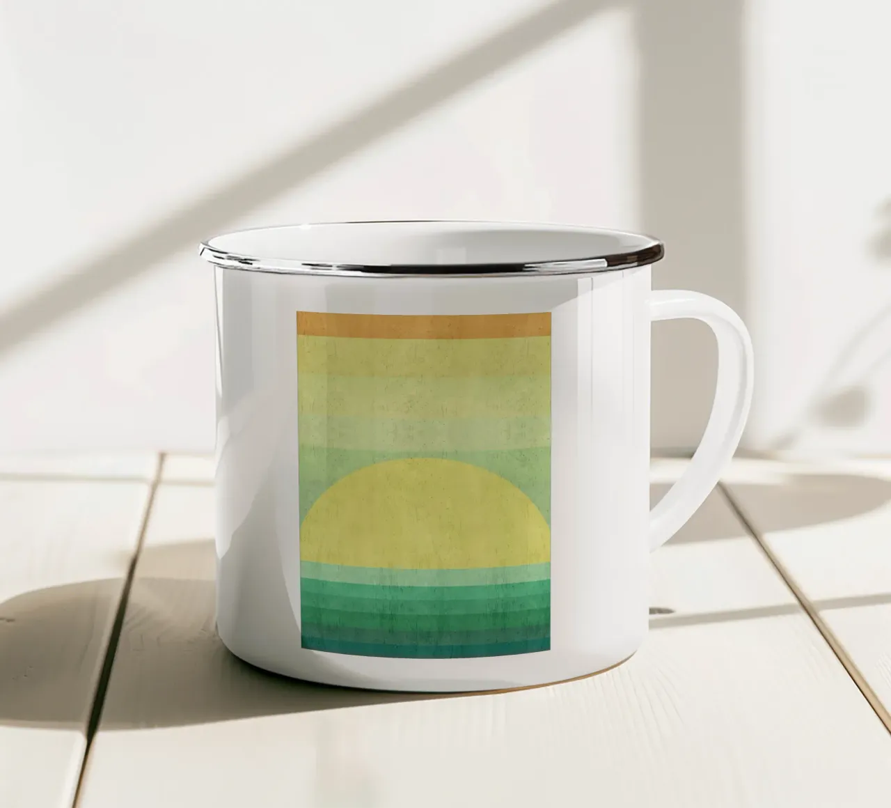 alba tramonto orizzonte strisce sfumate tazza in smalto da Patrick M Gerber