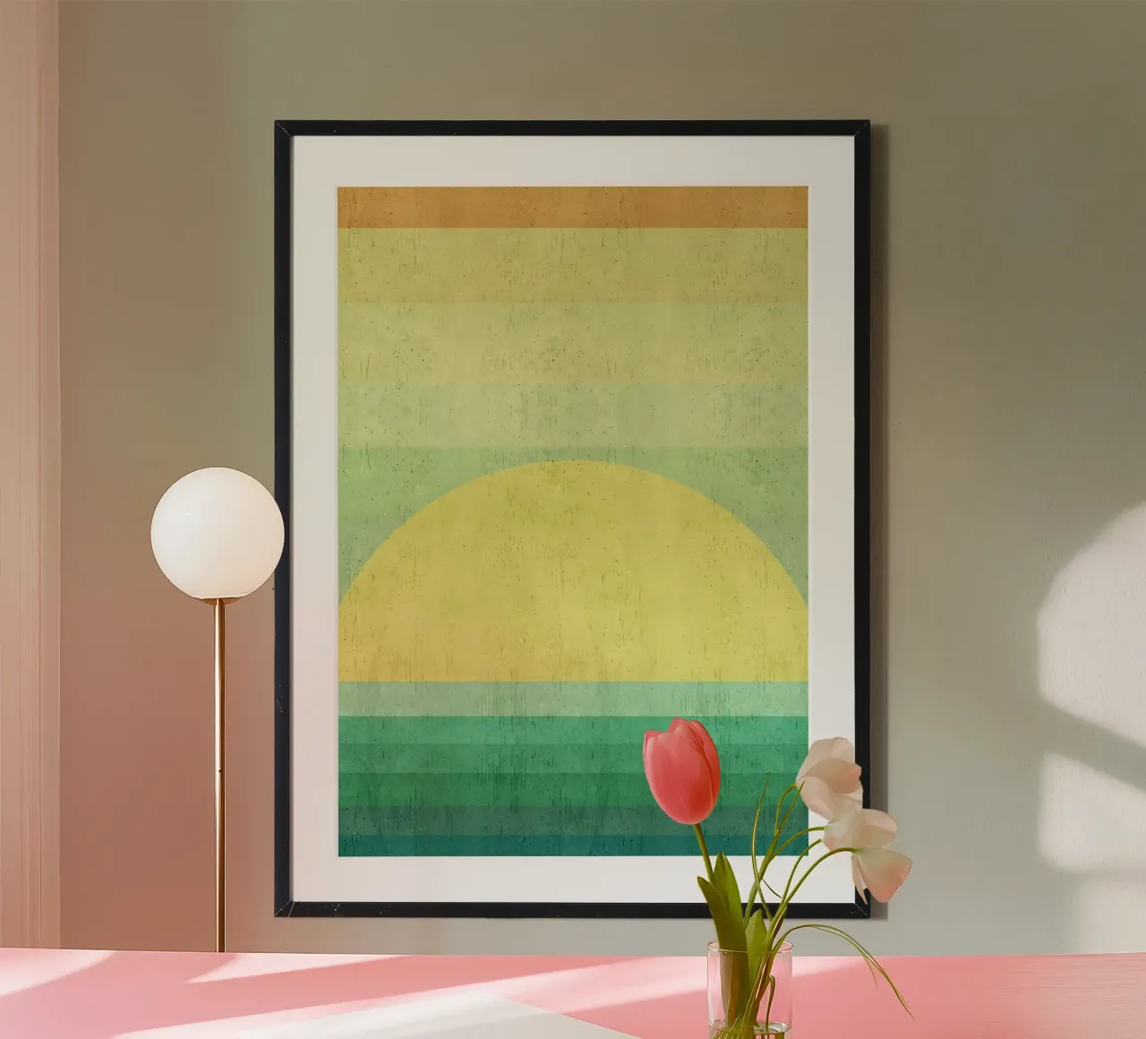 alba tramonto orizzonte strisce sfumate poster con telaio in alluminio da Patrick M Gerber