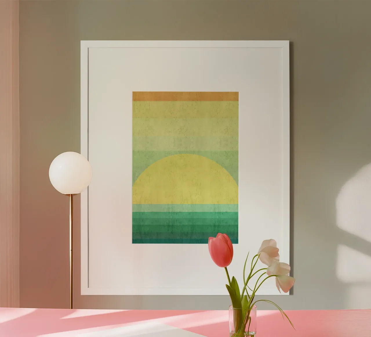 alba tramonto orizzonte strisce sfumate poster con telaio in alluminio da Patrick M Gerber