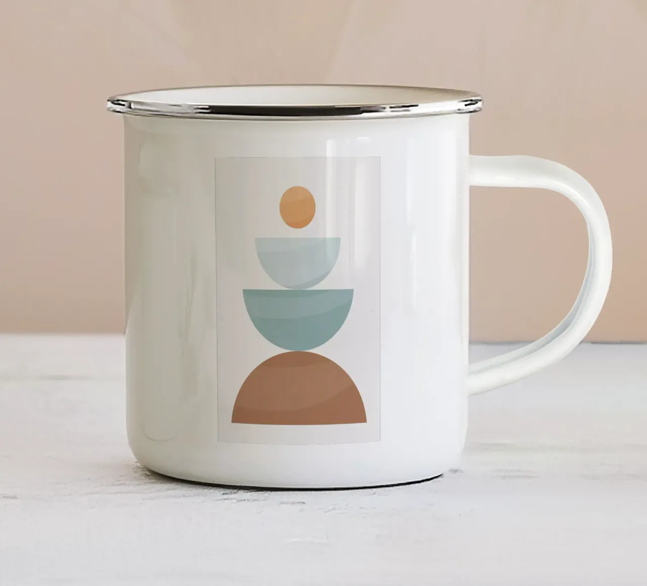 Forme geometriche cerchi semicerchi design minimalista tazza in smalto da Patrick M Gerber