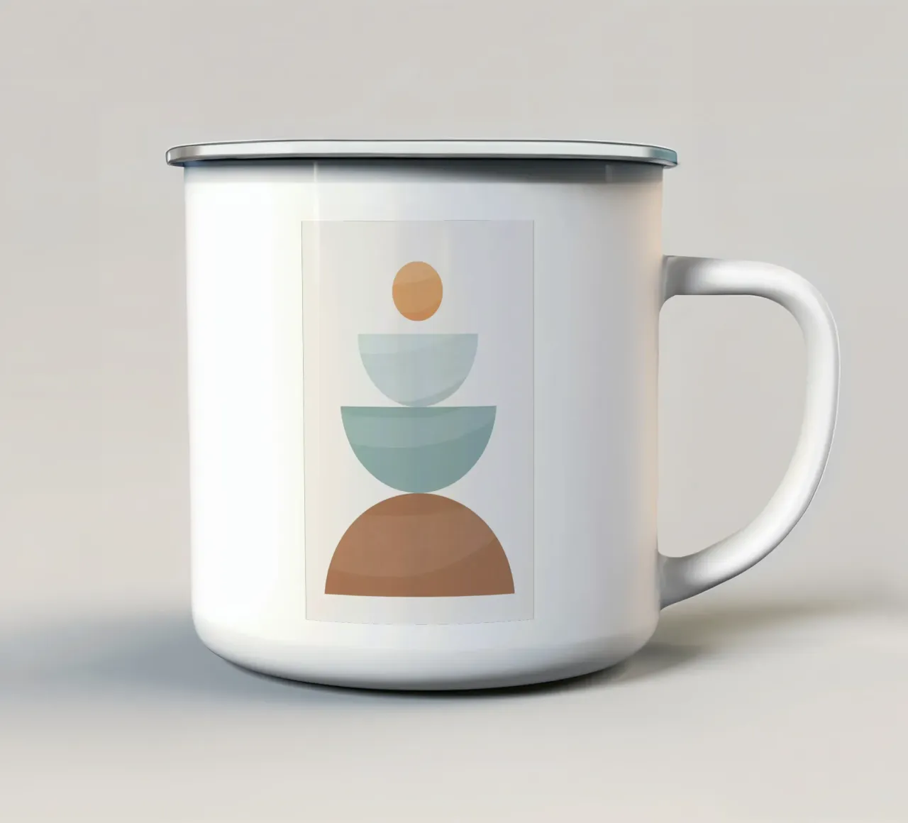 Forme geometriche cerchi semicerchi design minimalista tazza in smalto da Patrick M Gerber