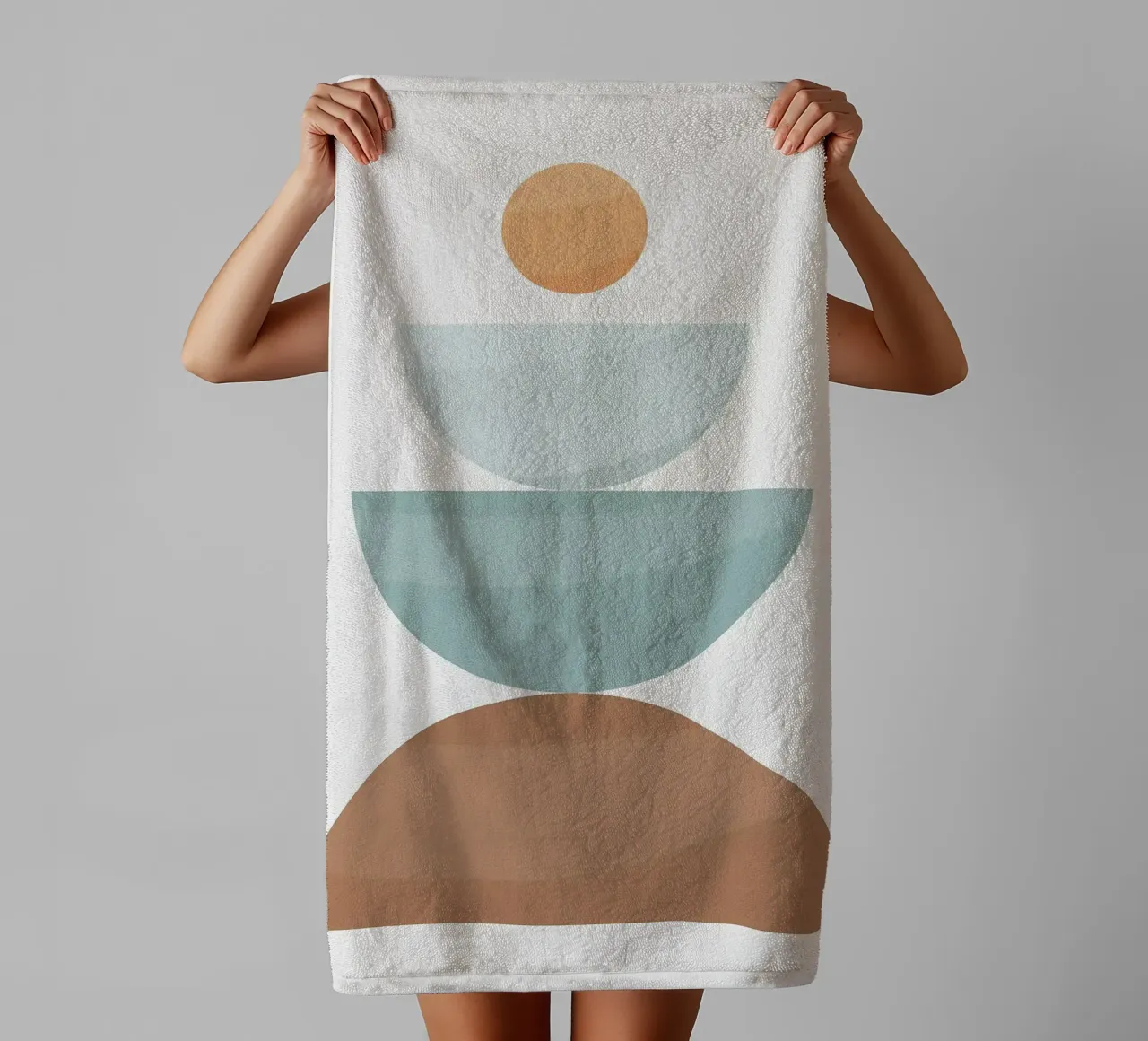 geometric shapes circles semicircles minimalist design balan towel by Patrick M Gerber