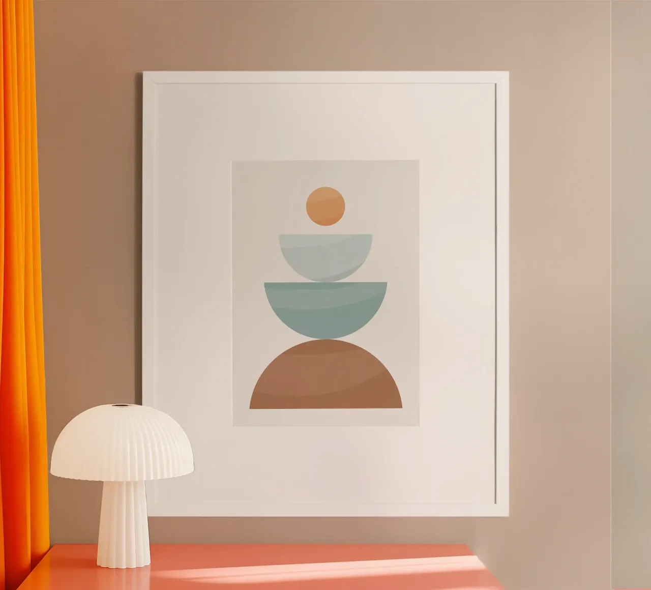 Forme geometriche cerchi semicerchi design minimalista poster con telaio in legno da Patrick M Gerber
