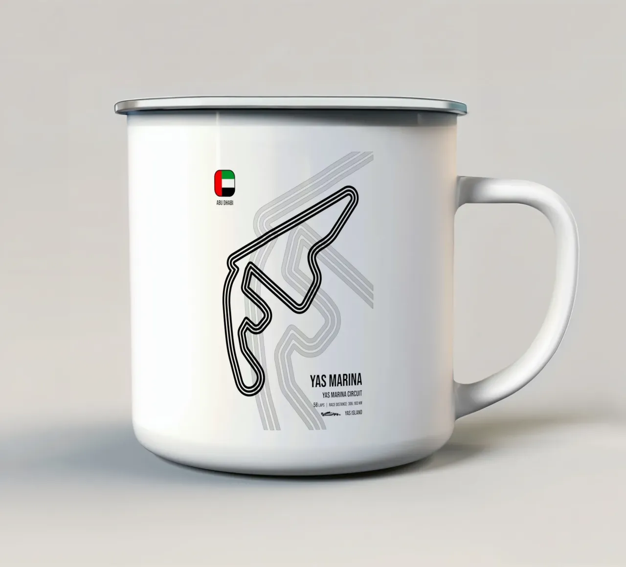 Pista di Abu Dhabi tazza in smalto da Mariel Toigo