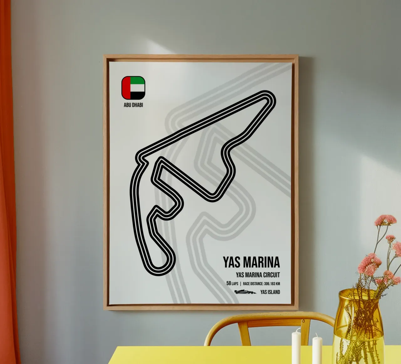 Circuit van Abu Dhabi canvas met Baklijst van Mariel Toigo
