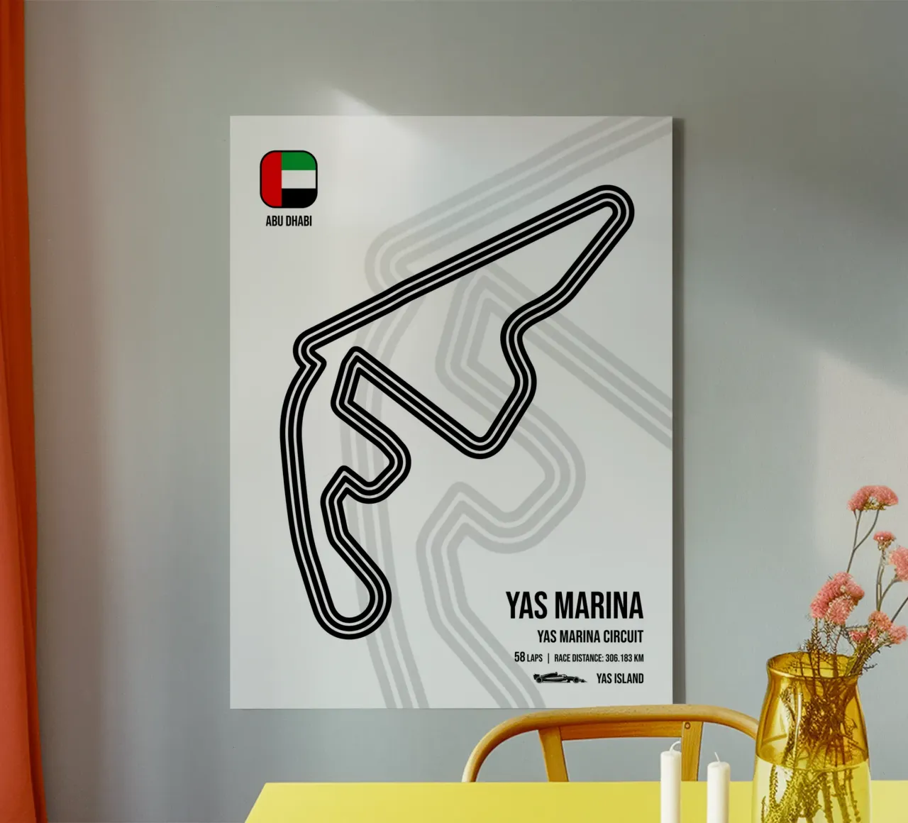 Circuit van Abu Dhabi canvas met Baklijst van Mariel Toigo
