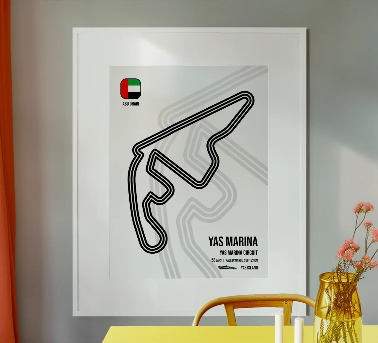 Pista di Abu Dhabi poster con telaio in alluminio da Mariel Toigo