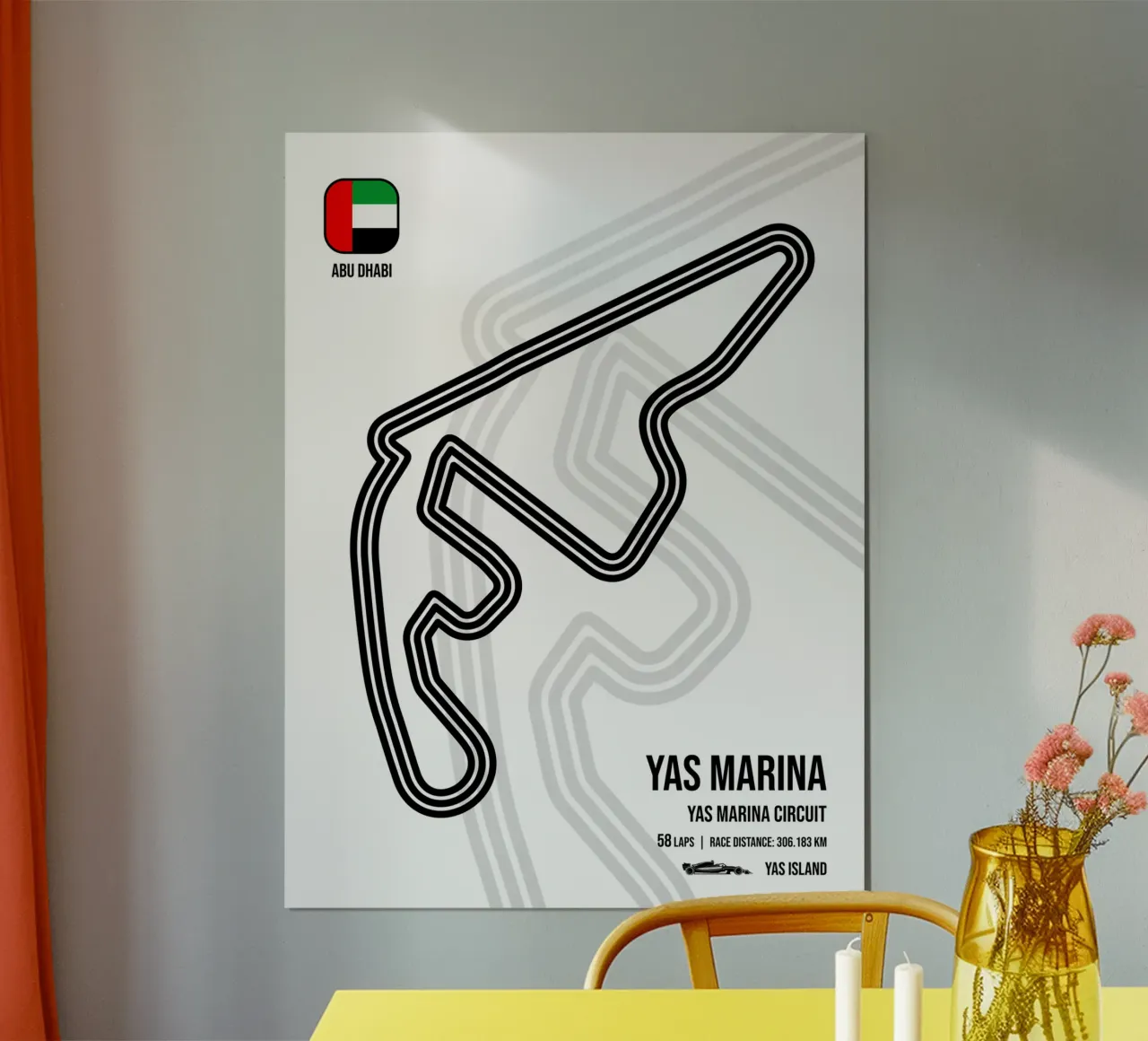Pista di Abu Dhabi poster con telaio in alluminio da Mariel Toigo