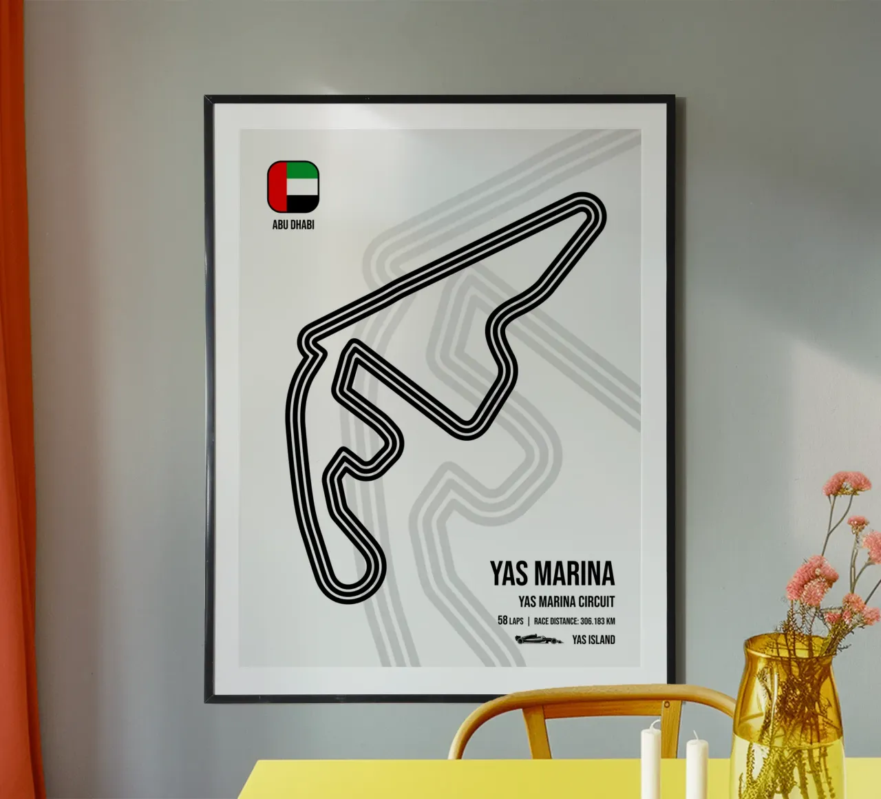 Pista di Abu Dhabi poster con telaio in alluminio da Mariel Toigo