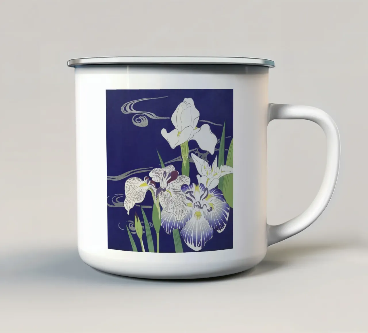 Irises tazza in smalto da vintageshop