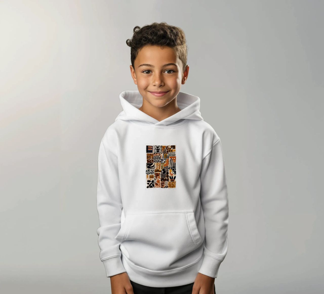 Afri Pattern felpa bambino con cappuccio da treechild
