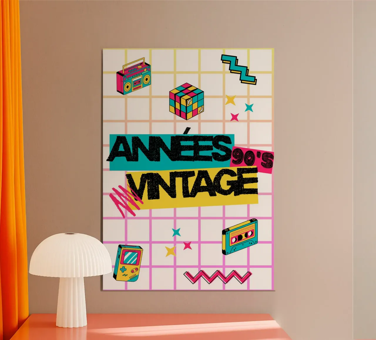 Design vintage 90's poster con telaio in alluminio da Idées & Création