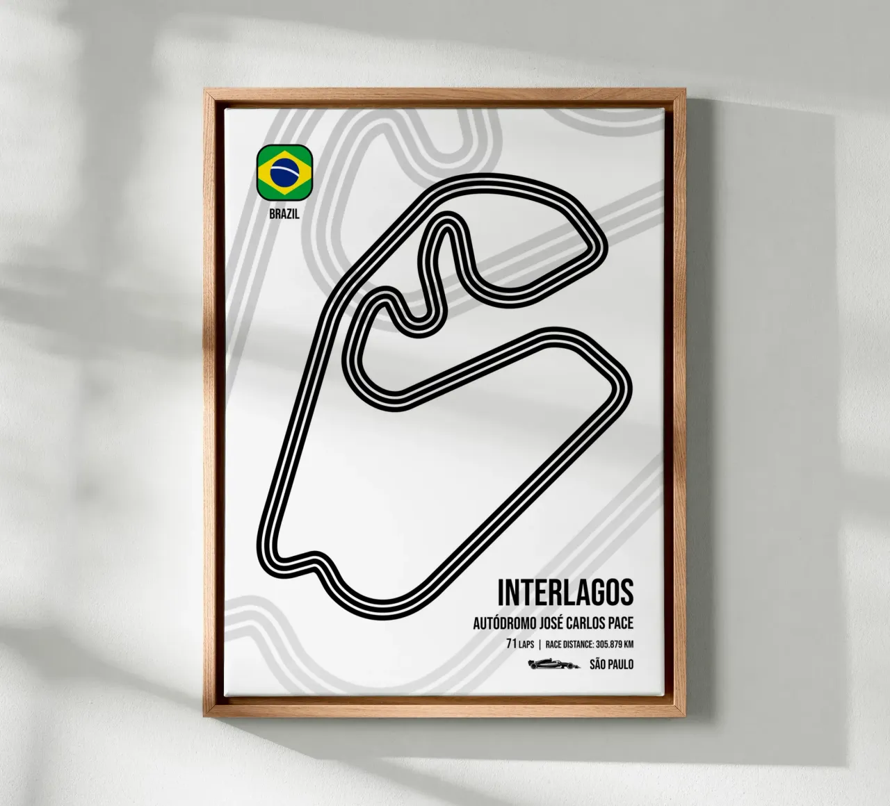 Interlagos Circuit canvas met Baklijst van Mariel Toigo