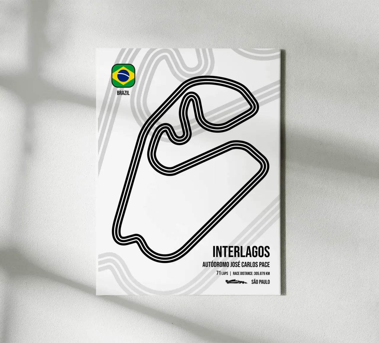 Interlagos Circuit canvas met Baklijst van Mariel Toigo
