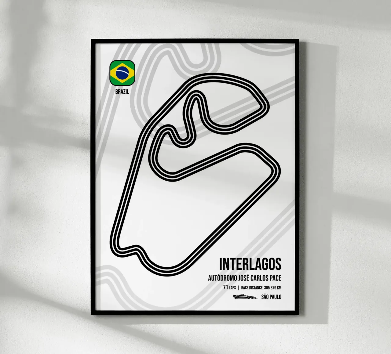 Pista di Interlagos poster con telaio in alluminio da Mariel Toigo