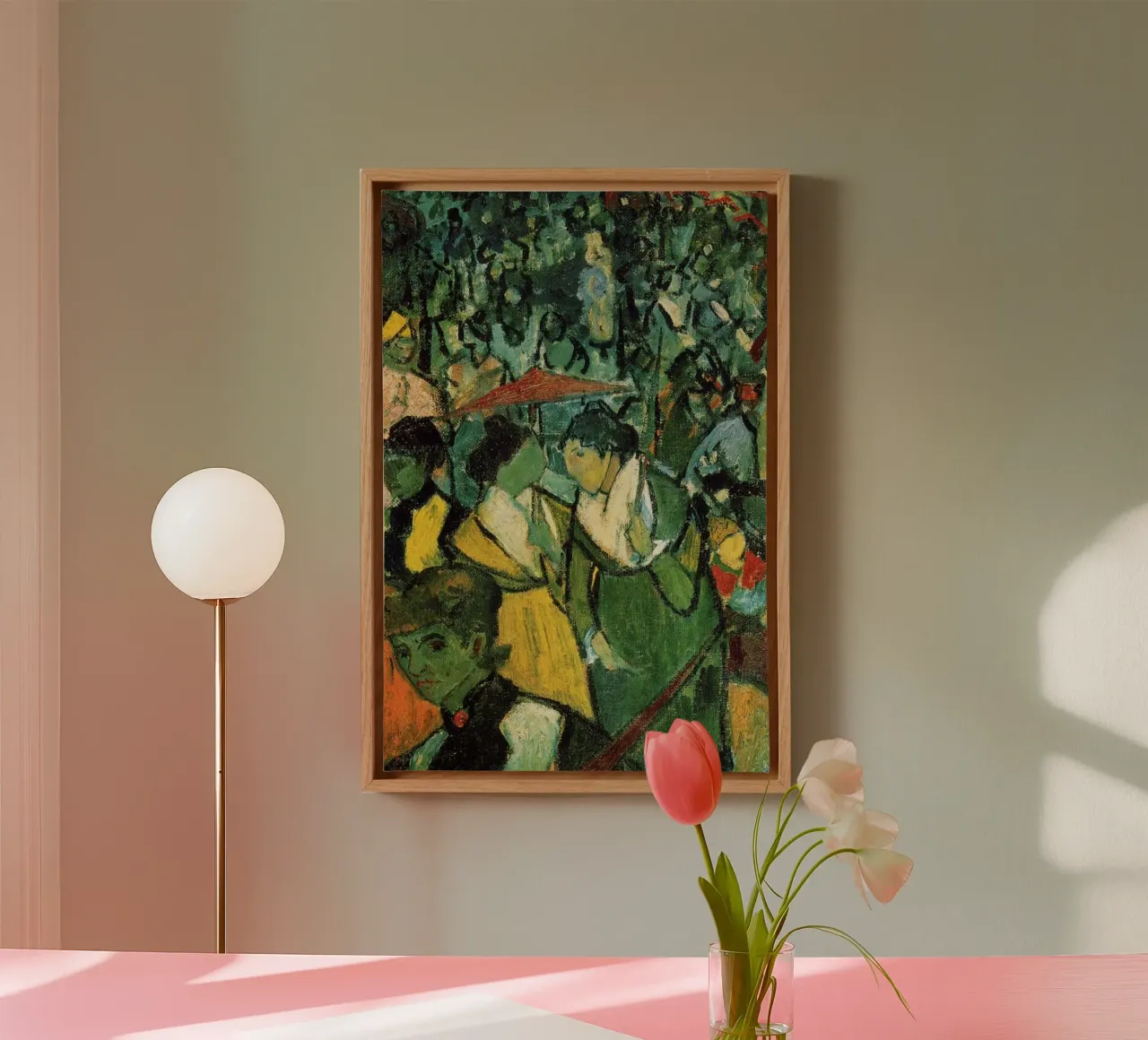 crowd of spectators watching the bullfight canvas with Floater frame by Piper Shop Oke