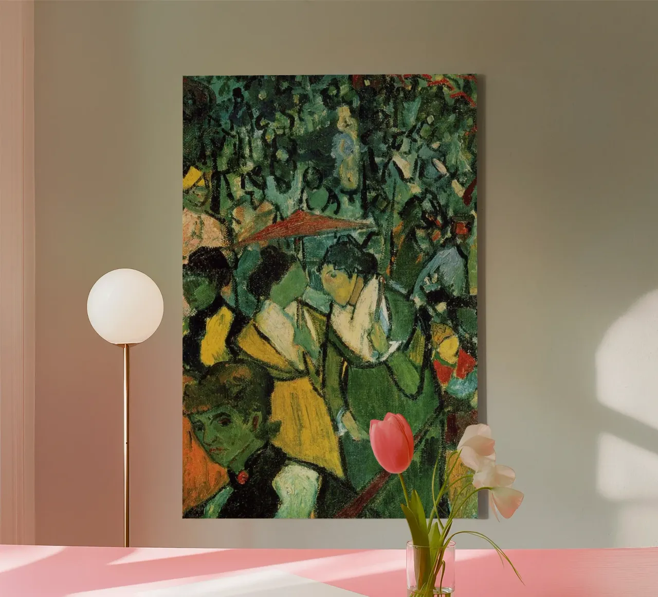 crowd of spectators watching the bullfight canvas with Floater frame by Piper Shop Oke