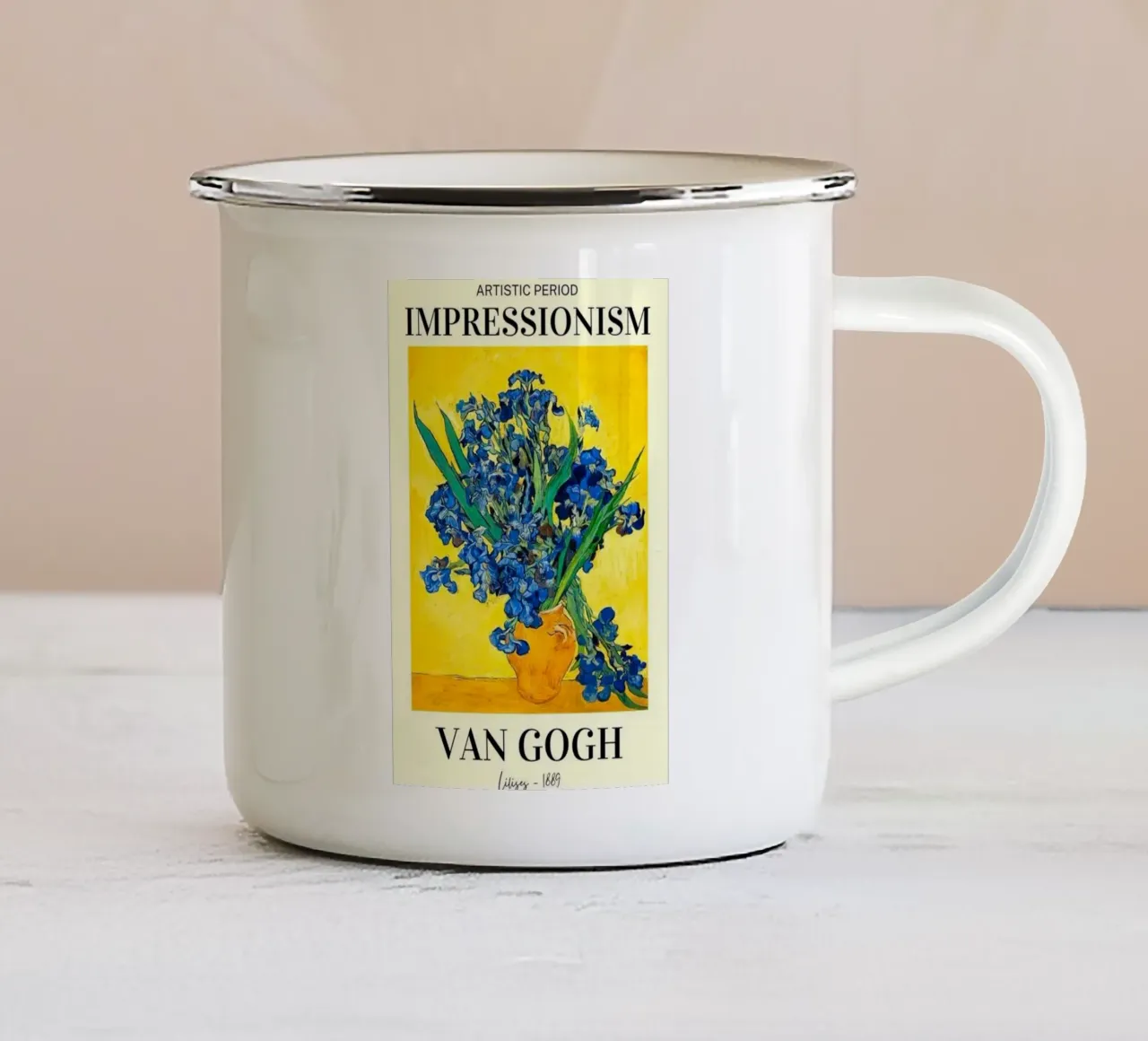 vaso con fiori di iris tazza in smalto da Piper Shop Oke