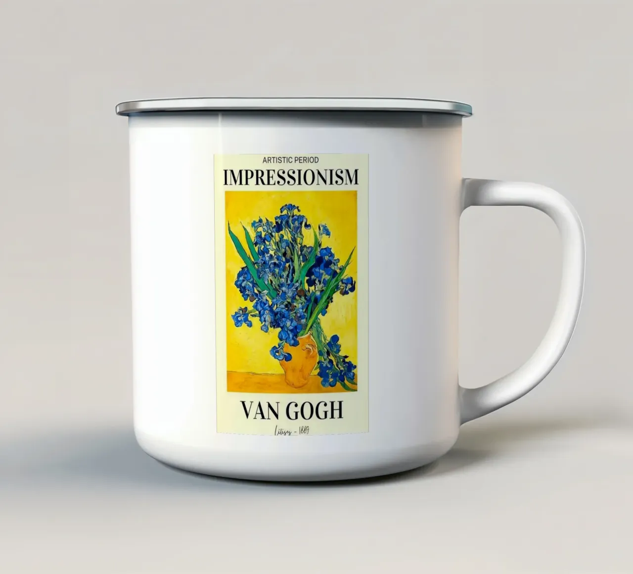vaso con fiori di iris tazza in smalto da Piper Shop Oke