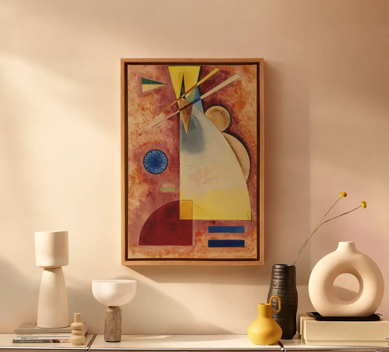 Wassily Kandinsky - Intermingling- Abstracte Kunst canvas met Baklijst van Aesthetic Muse