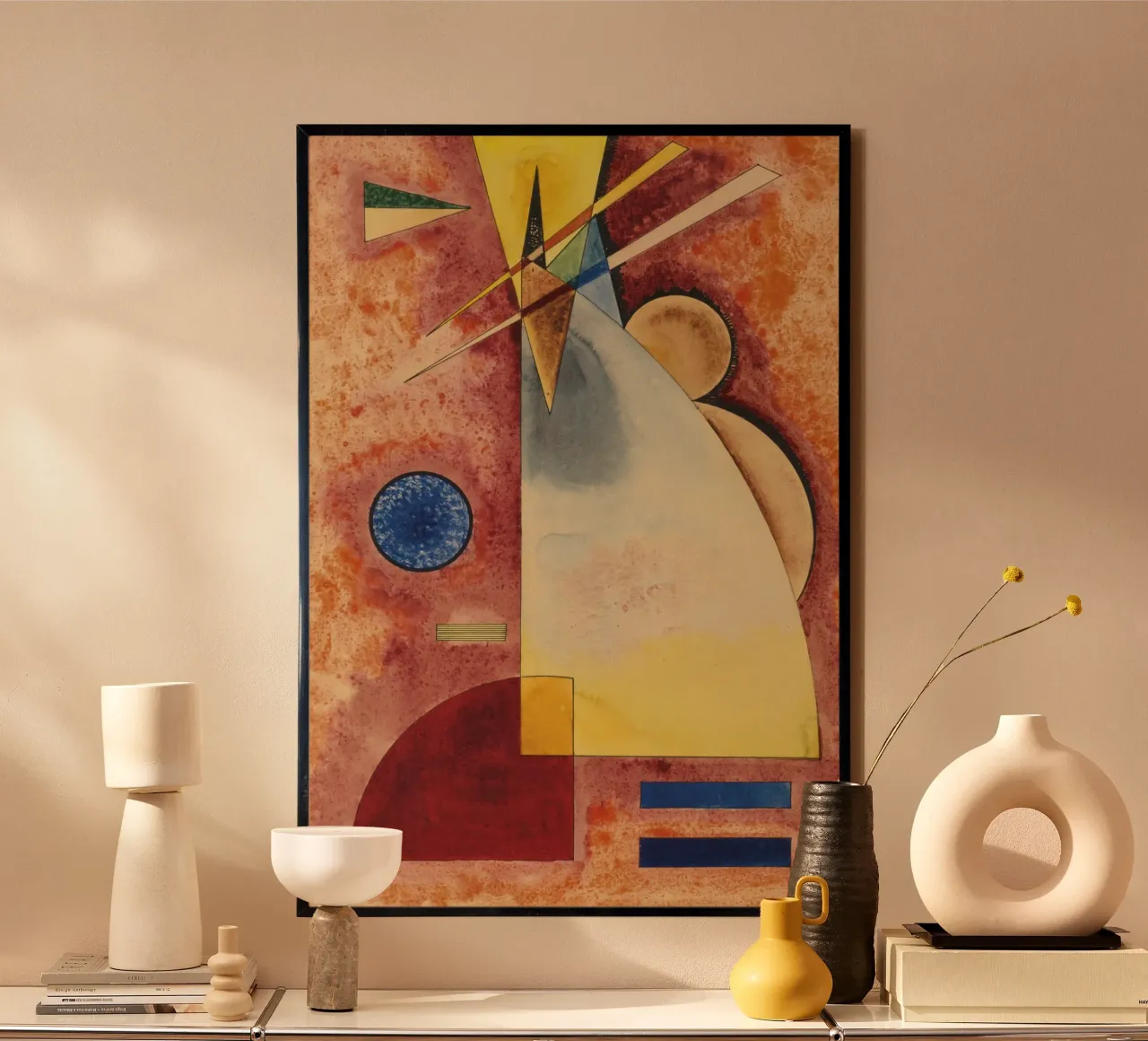 Wassily Kandinsky - Arte astratta intermittente poster con telaio in alluminio da Aesthetic Muse