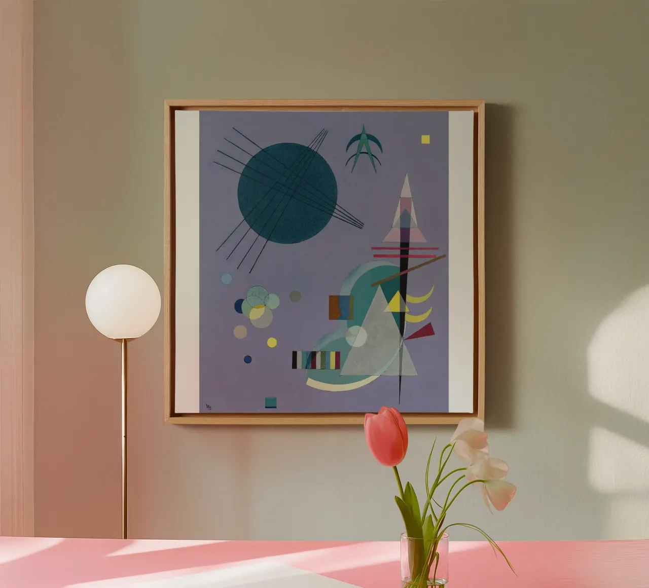 Wassily Kandinsky - Violetgroen- Abstracte Kunst canvas met Baklijst van Aesthetic Muse